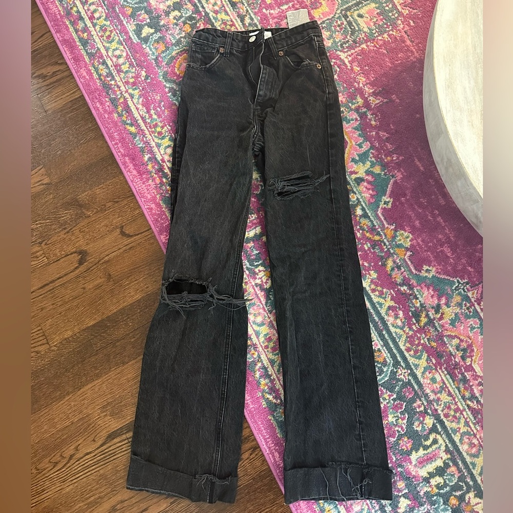 Zara wide leg high waisted black jeans